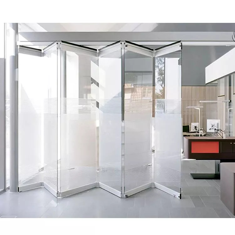 Frameless Folding Glass Door Partition Bi Folding Accordion Door For Office Restaurant
