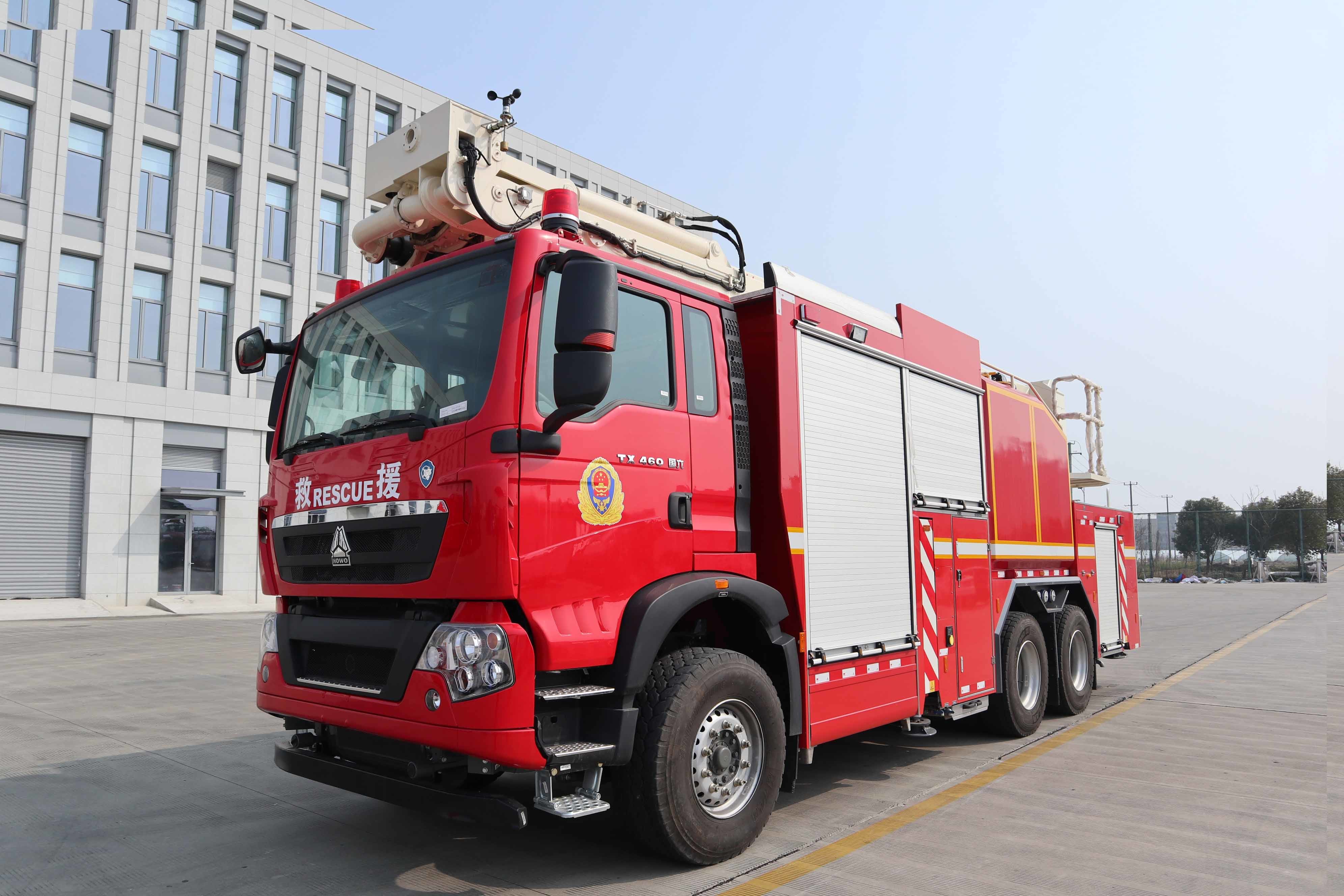 JP32 HOWO Water Tower Truck Fire Trucks Rescue 10kW/T Sinotruk