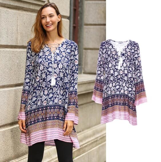 wholesale guangzhou clothing factory customize bohemia print style dress and blouse