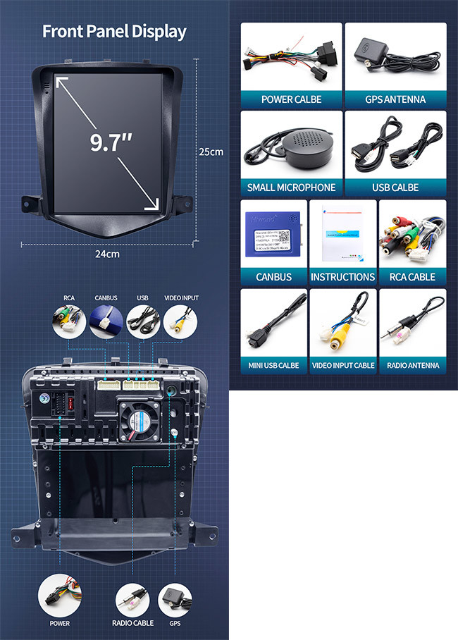 OEM ODM 12V Chevrolet Cruze Radio IPS Tesla Screen WIFI GPS Navigation FM AM RDS Android Car Player