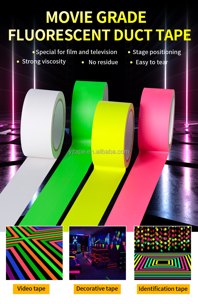 Single Sided Adhesive Cloth Duct Tape Neon Blacklight Reflective Flagging Fluorescent
