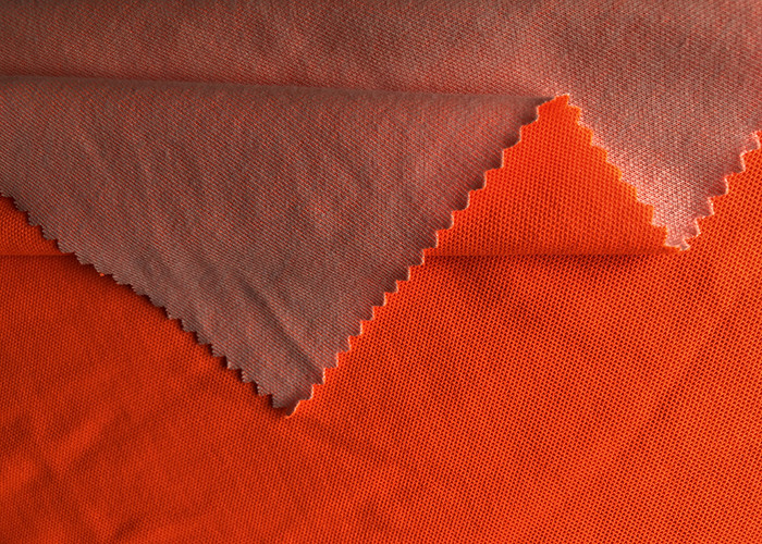 Polyester Cotton Neon Orange Workwear Weft Knitted Fabric