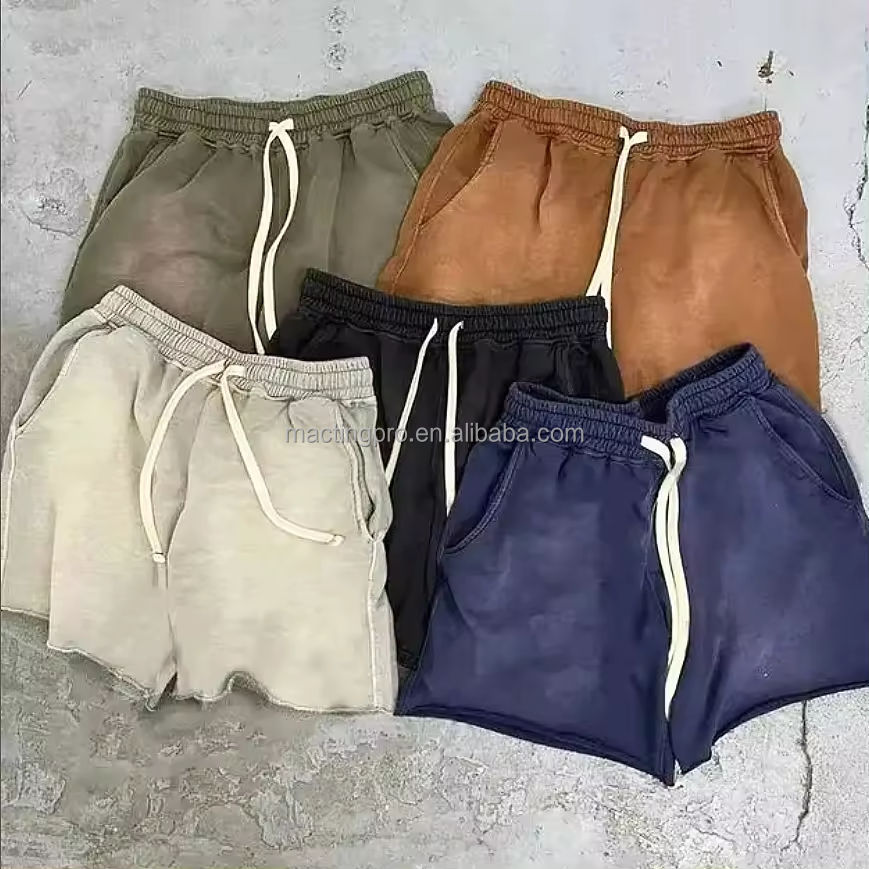 Custom Heavyweight Cotton Summer Shorts with Raw Hem and Ripped Design in S-5XL Sizes