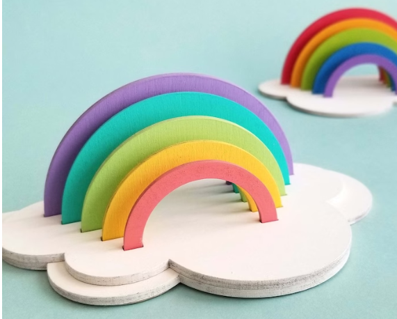wooden Rainbow paint kit DIY kid craft rainbow decor laser cut wood