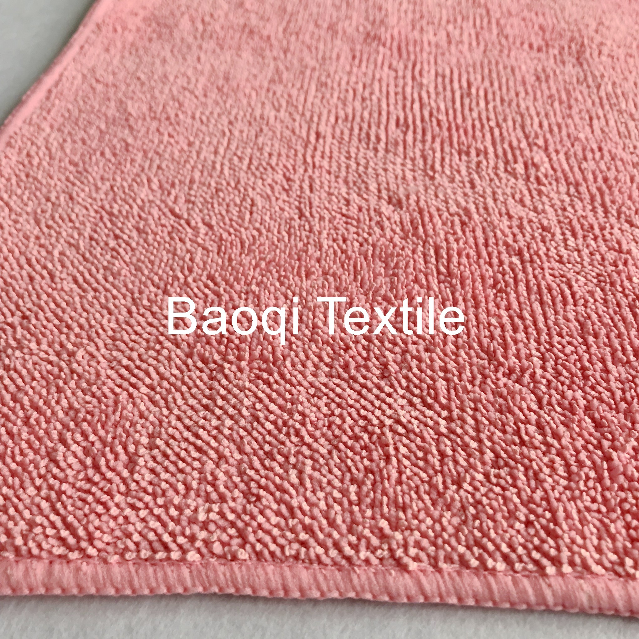 Pink 2 layers thick twist solid microfiber dish rags， tea towels wipes,single side kitchen cleaning rags size 40*40cm