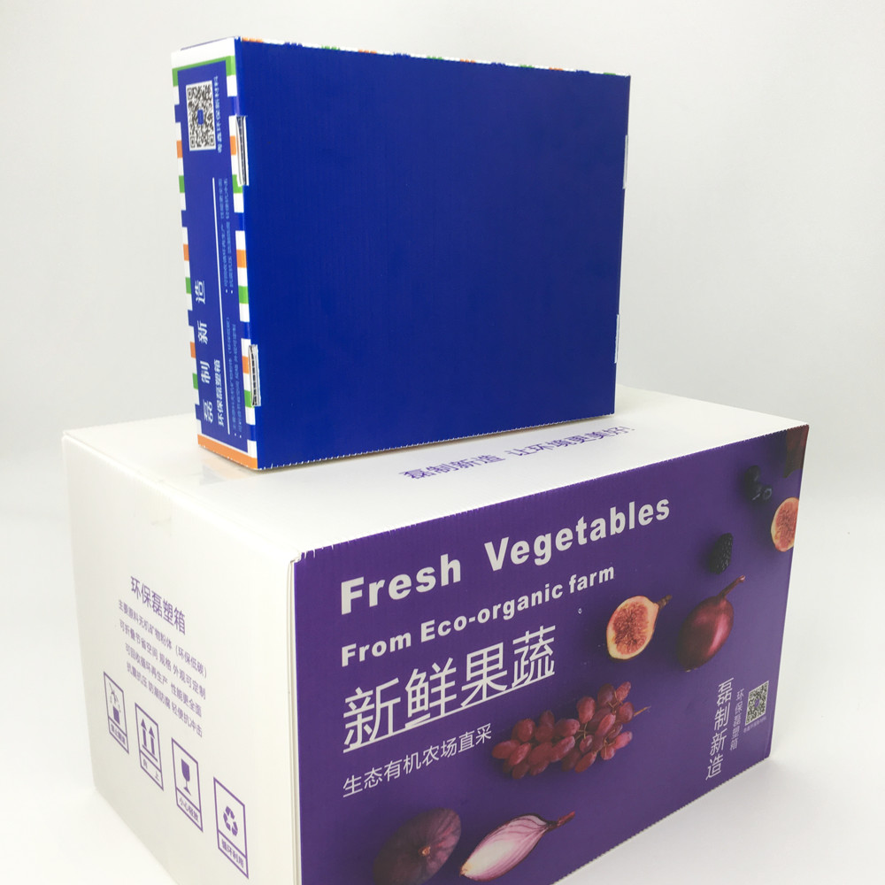 Full Color Printing 2.0mm Corrugated Plastic Storage Boxes Supermarket Promotion Package Carton For Fruit