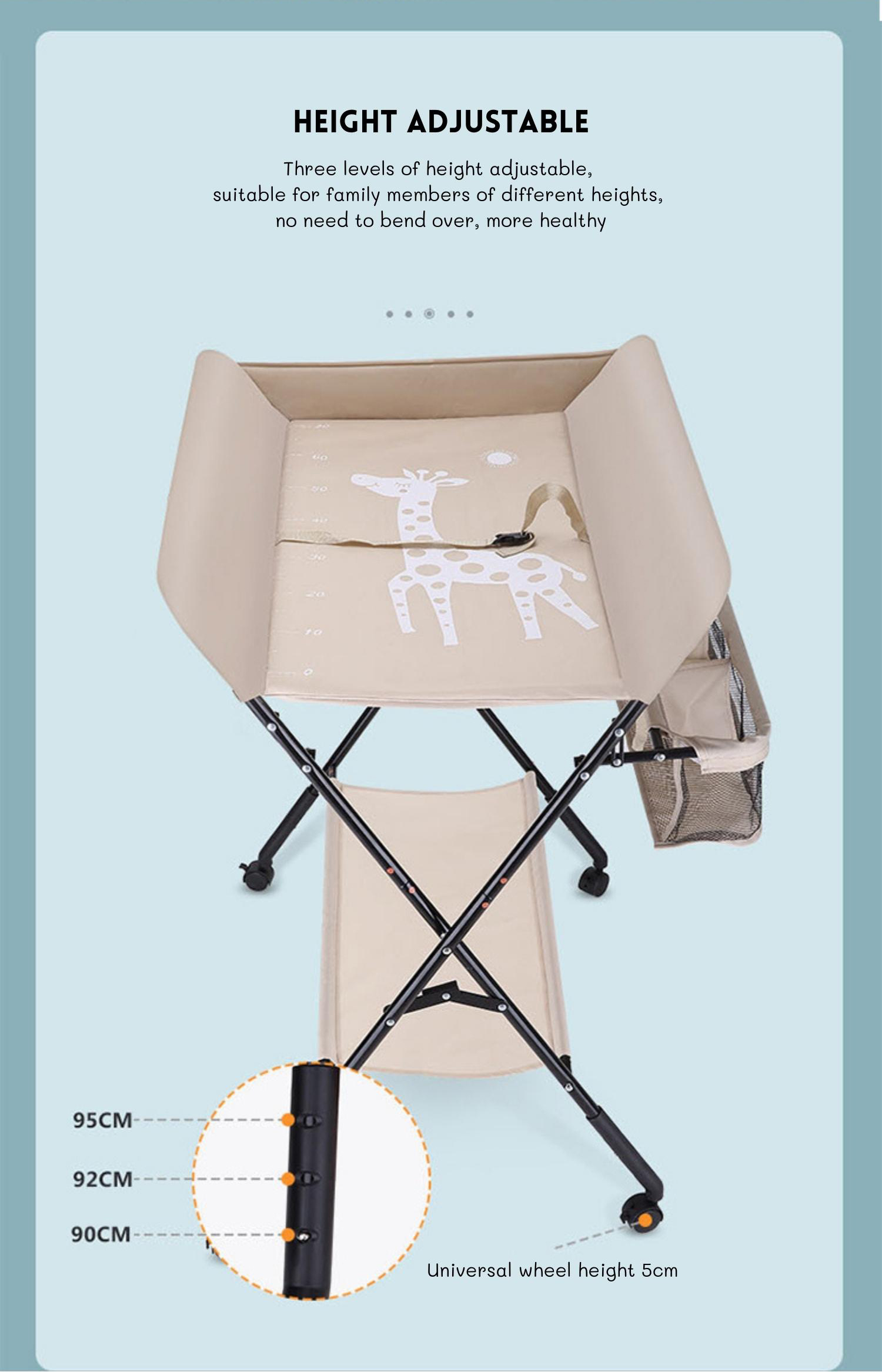 Ouninbear Portable Folding Baby Diaper Changing Table With Storage And Movable Nursery Pad
