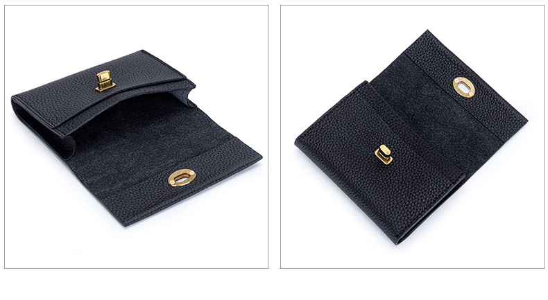 GENUINE LEATHER Small Card Short Layer Cowhide Business Card Multifunctional Niche Coin Purse
