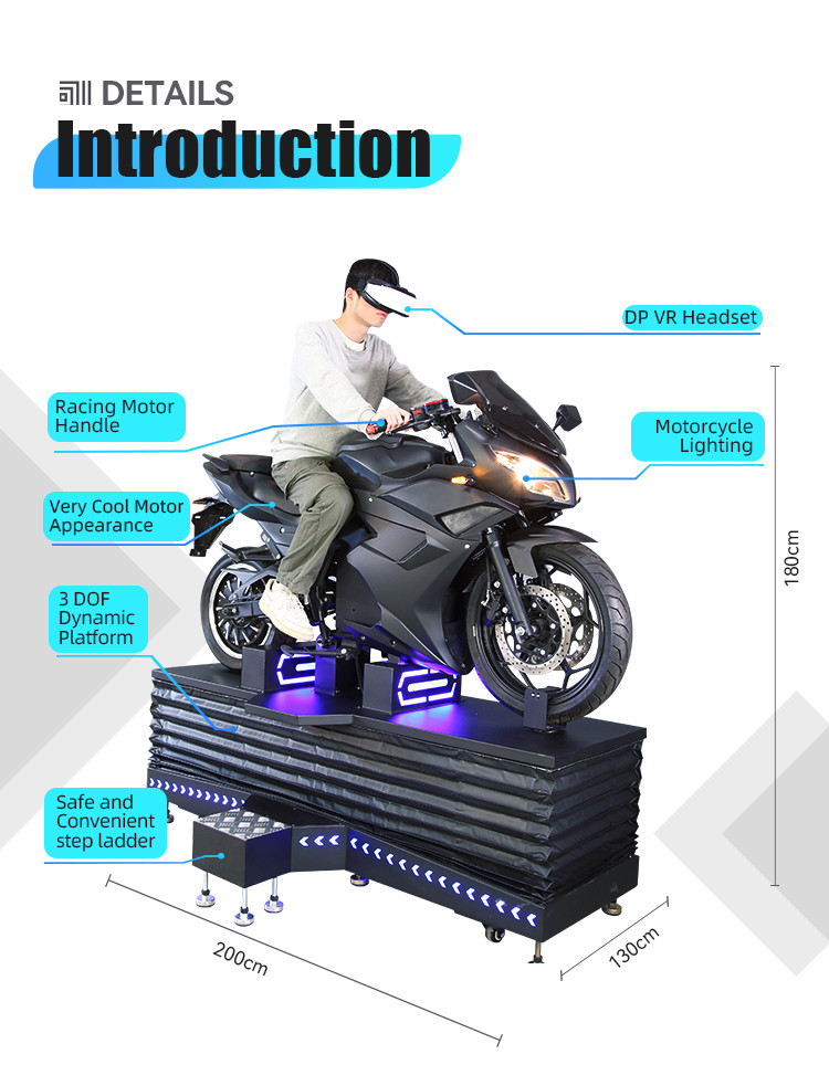 3 Dof Motion 9D VR Motorcycle Driving Racing Simulator For Shopping Mall