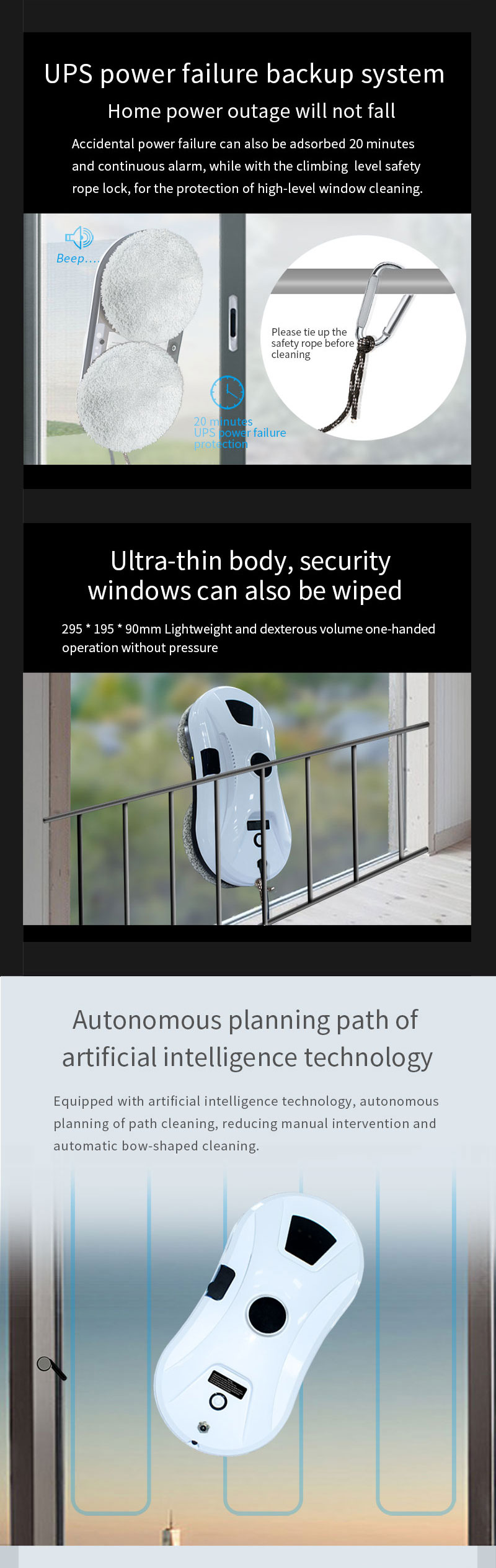 Customized LIECTROUX YW610 Glass Robot Cleaner for HOUSEHOLD Window Cleaning in Dutch