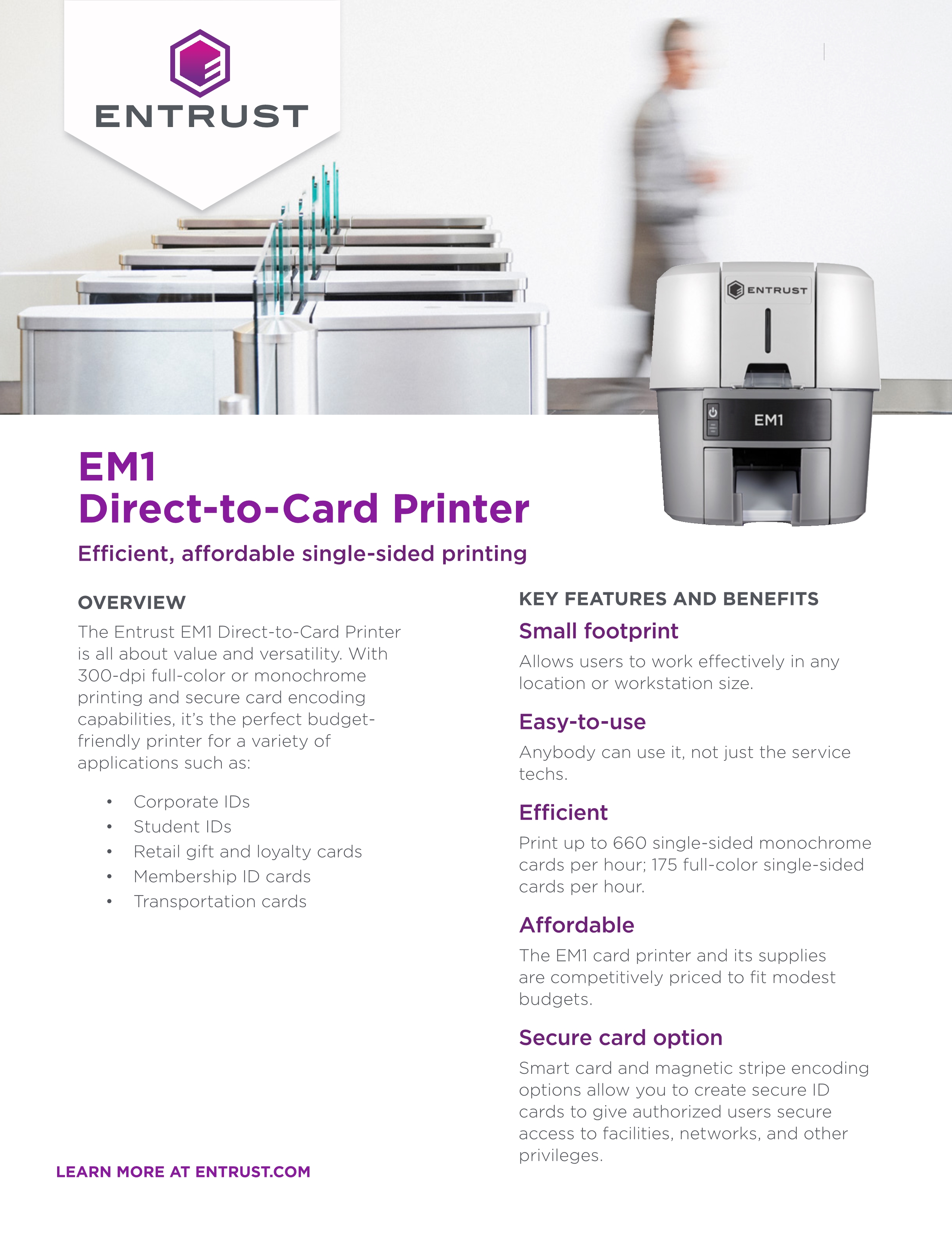 1- Entrust DATACARD Sig ma EM1 Direct to Card Thermal Printer Fast Printing Speed