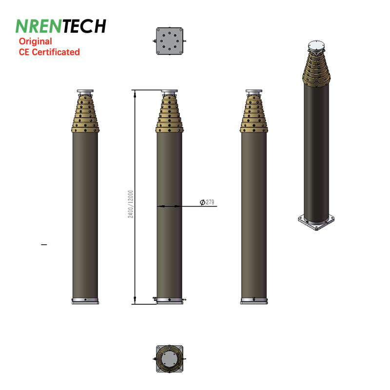 12m Non-Lockable Pneumatic Telescopic Mast 150kg payload For Mobile Telecommunication Antenna Tower