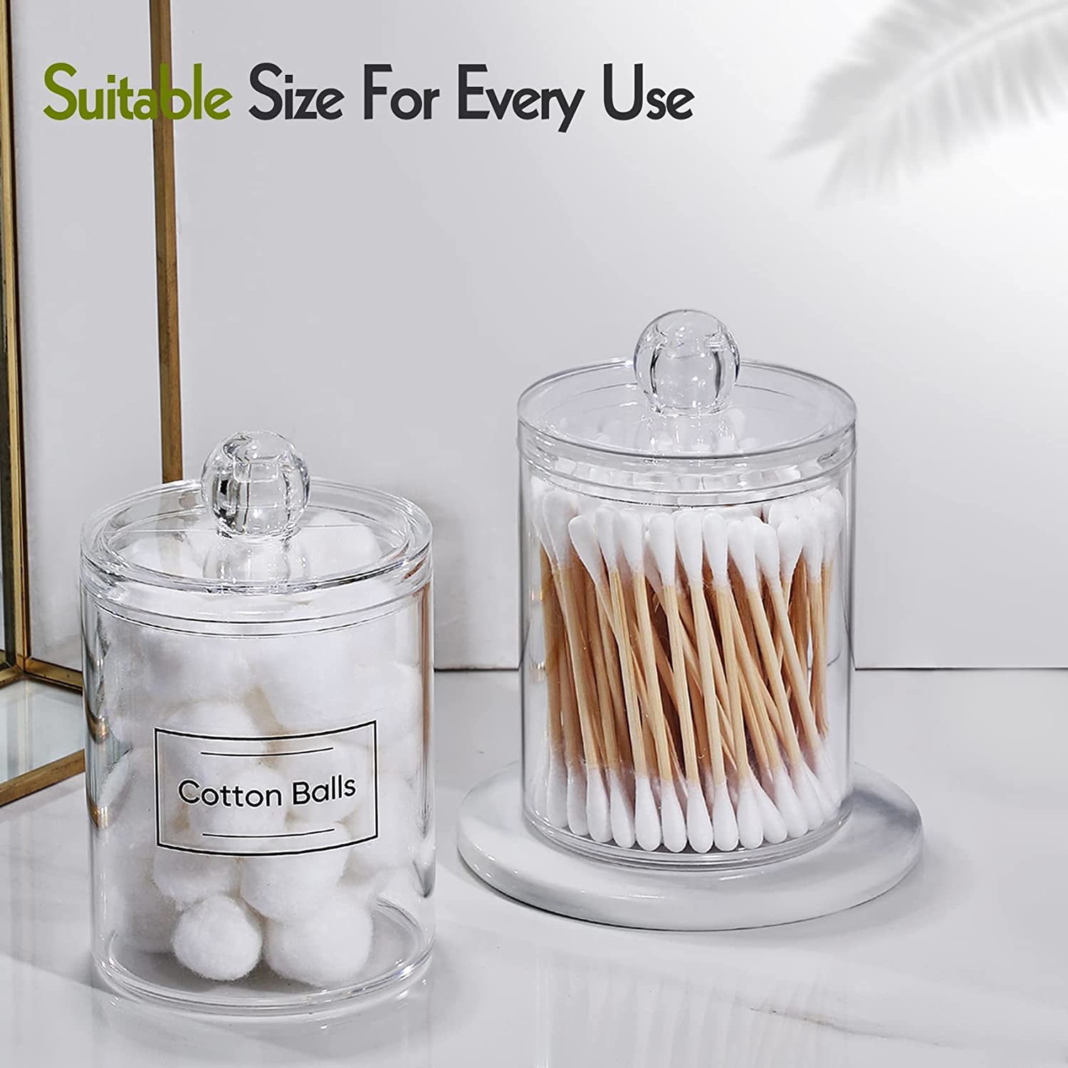 Clear Plastic Cotton Swab Holder Dispenser For Bathroom