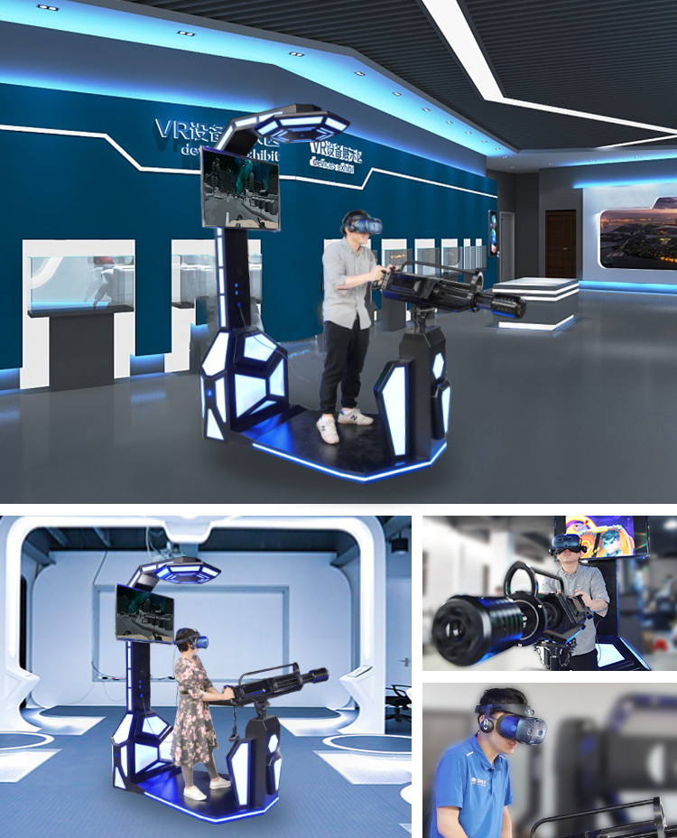 Amusement Gatlin 42 Inch Screen Standing VR Machine Gun Shooting Game Simulator