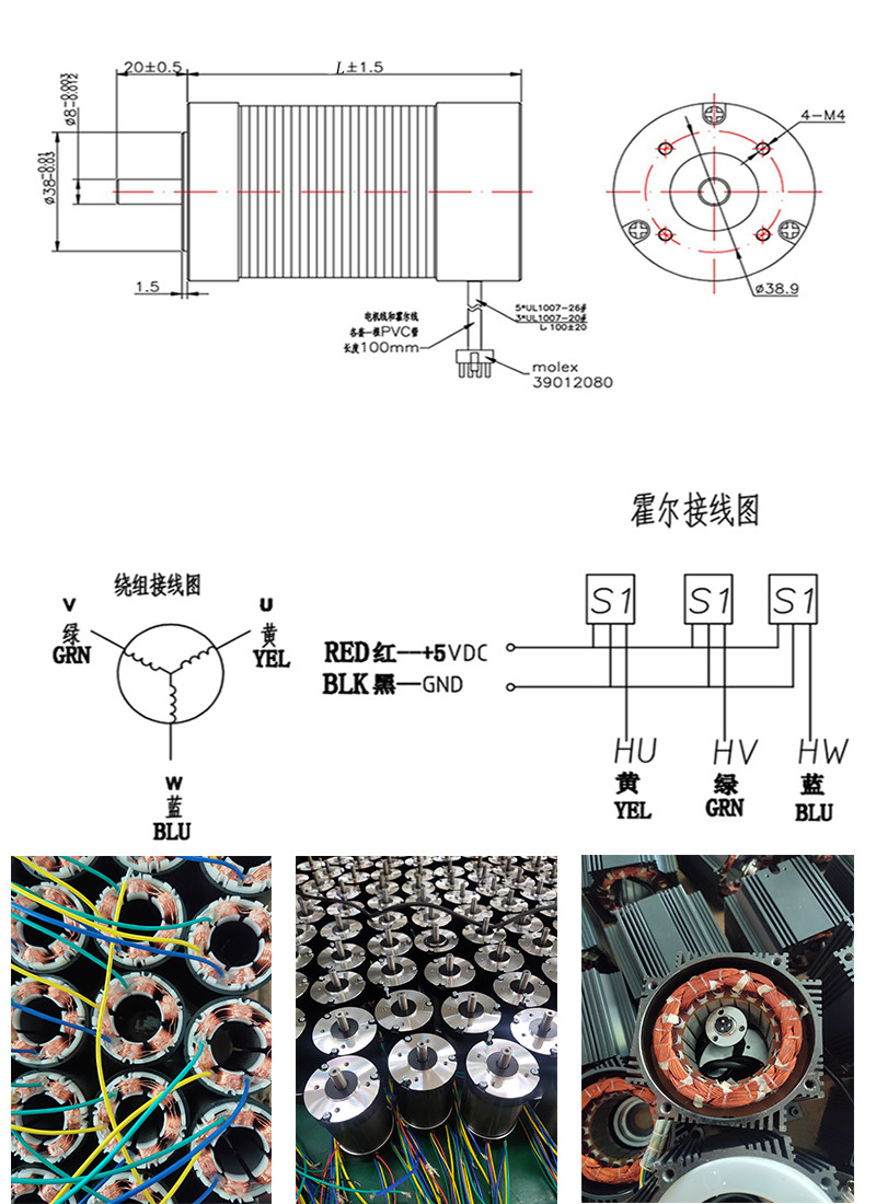 High Power Control Brushless Dc Motor 300W 36V 24V 48V 500W