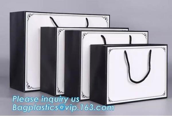 Environmental Protection Black Handle Kraft Paper Bags Wholesale,print white