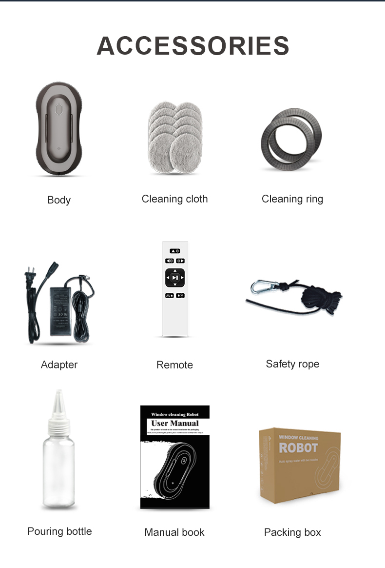Smart Automatic Dual Nozzles Water Spray Glass Window Cleaner Robot for Home 295*145*78 mm