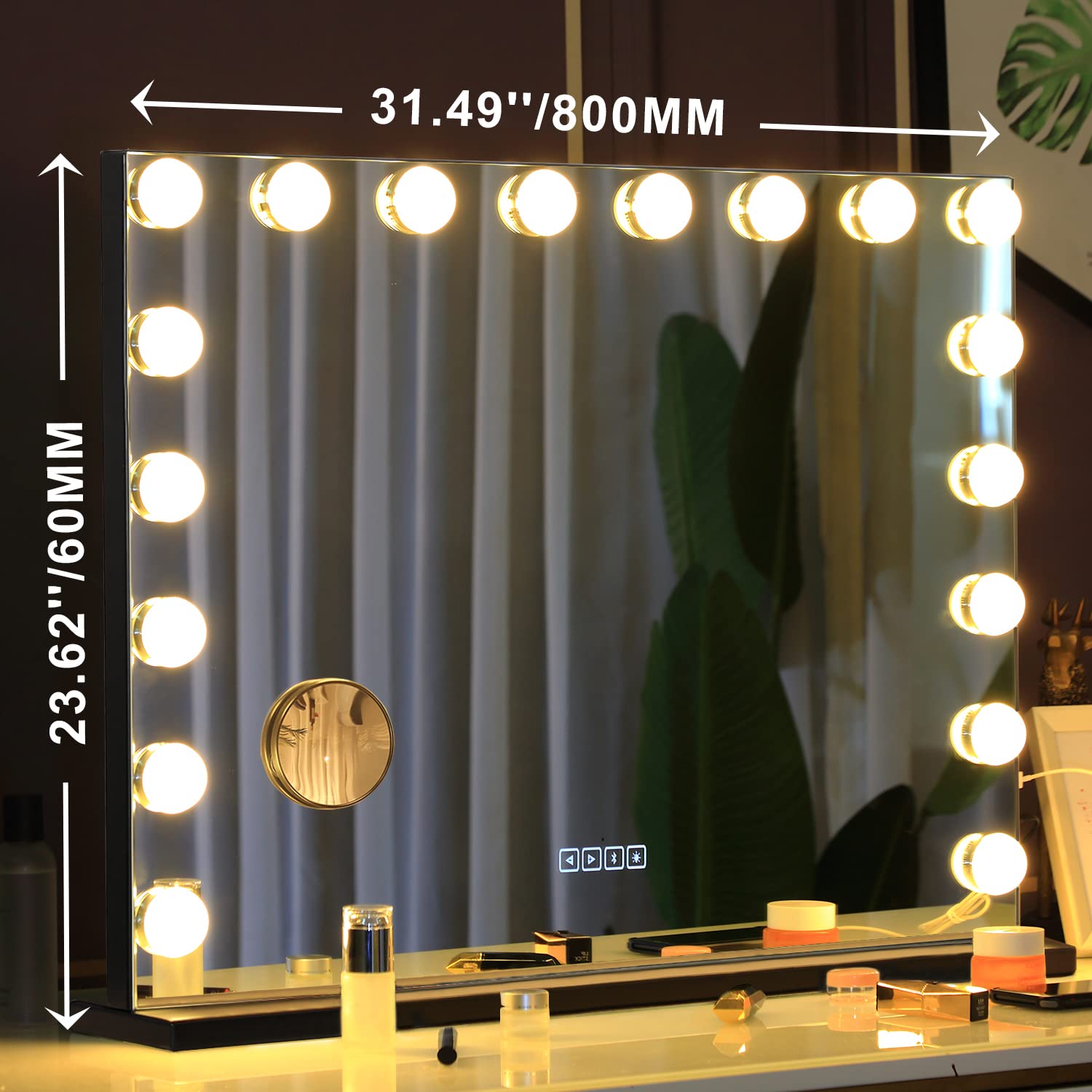 Aluminum Large Hollywood Vanity Mirror Rectangle Makeup Mirror With Lights