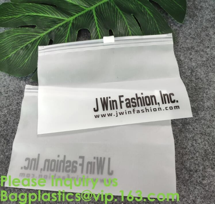 Transparent PVC Biodegradable Custom Frosted Slider Zipper Pouch For Bikini Swimwear Clothing Plastic Packaging Zip lockk