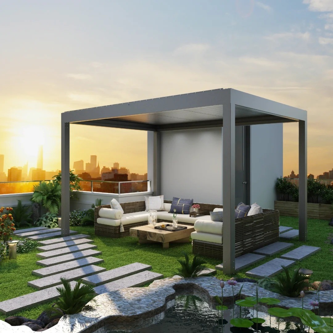 Garden Villa Yard Factory Terrace Roof Rainproof Electric Gazebo Louvered Aluminum Pergola