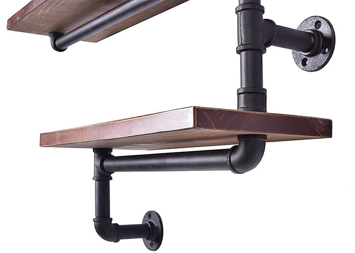 Wall Mounted Industrial Pipe Shelving Malleable Iron Plumbing Pipe Shelves Kits
