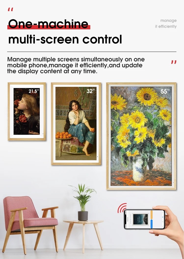 2K FHD Display Digital Painting Photo Frame For Home Wall Mount