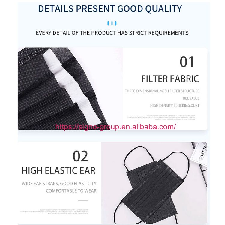 Black earloop Disposable Protective Face Mask 50pcs/box Anti Pollution