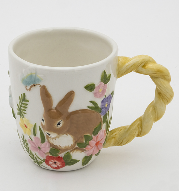 Coffee Mugs For Gardeners Water Cafe Cup Hand Prints Birds 12oz Large Porcelain Mug Ceramic