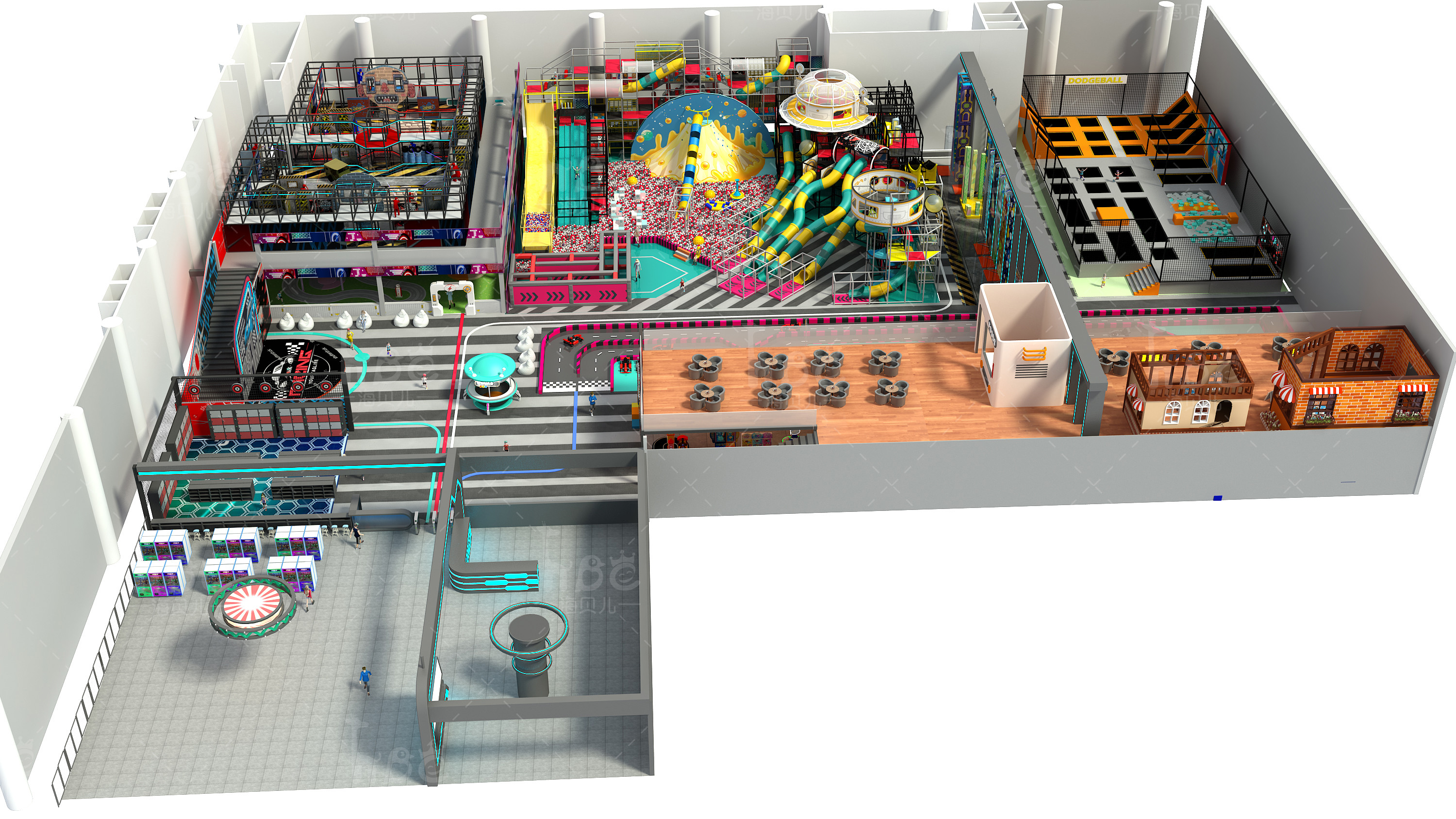 Forest Themed Indoor Play Park Equipment Yellow And Green Color Commercial Playground