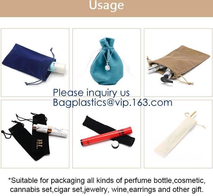 Velvet Pouch Gift Custom Logo Cosmetic Jewelry Drawstring Pouch Velvet Bag,Cigar Tube, Eco-Firendly Pacakging, Bags Pac