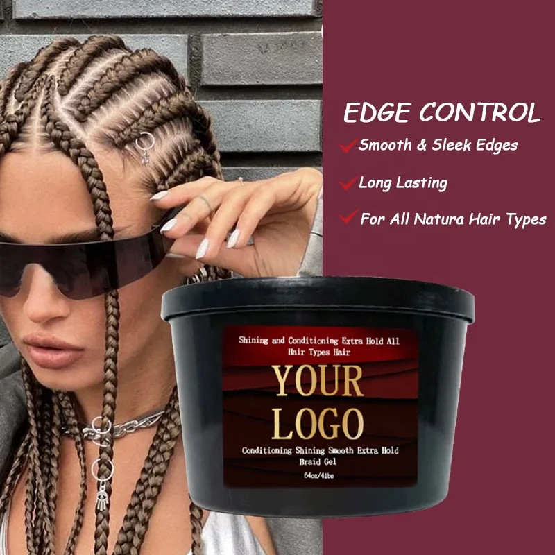 64oz Braid Gel for Braid Twist No Flaking Olive Oil Custom Wholesale Braiding Jam Extra Hold wholesale 4C Hair Edge Control