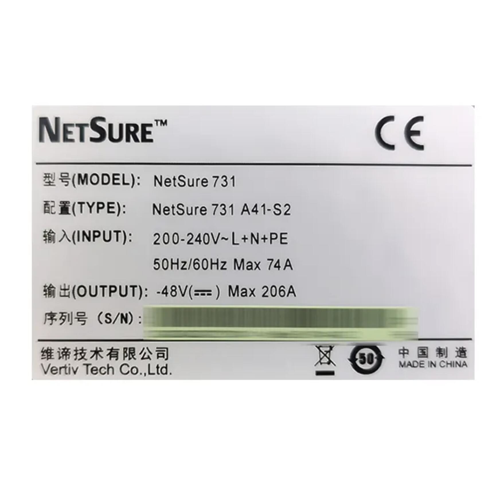 Vertiv Embedded Power System NetSure 731A41-S2 With R48-3000E3 Rectifier Module