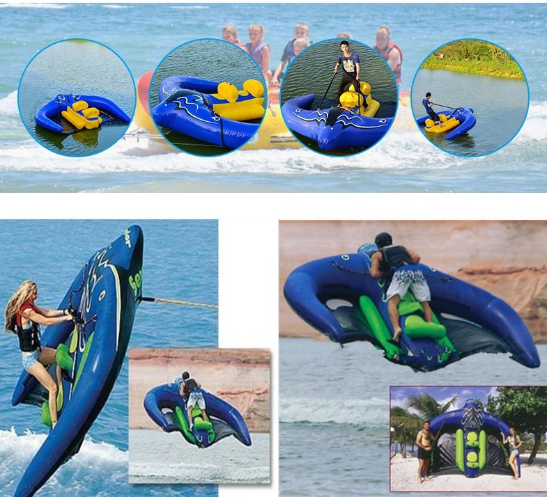 3.6x2.4m PVC Water Play Equipment Toys Inflatable Flying Manta Ray / Towable Water Sport Kite Tube