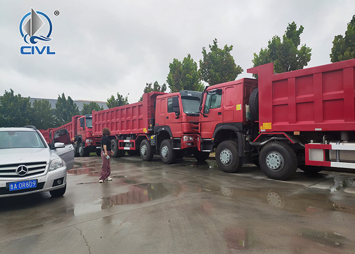 Red Color Tipper Commercial truck 8x4 Dump Trucks 40T RHD Low Fuel Consumption howo dumper truck