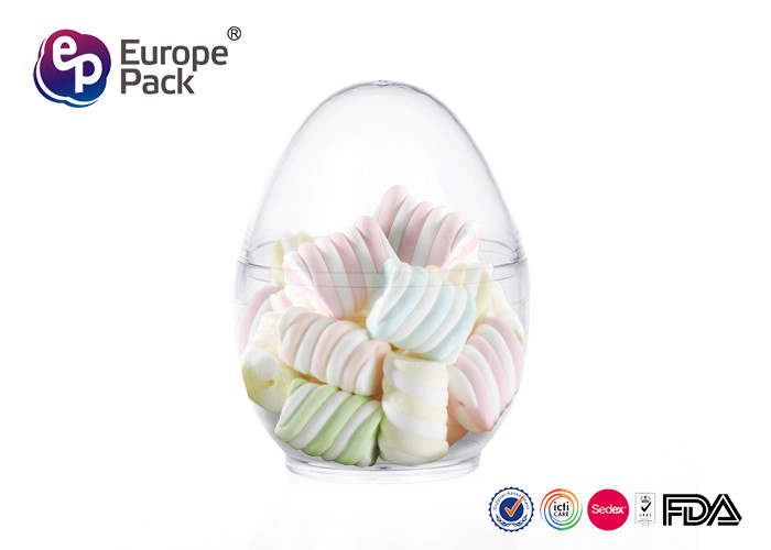 ISO9001 Round Dessert Cups 36g Clear Plastic Egg Shape Container