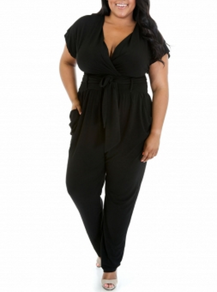 Plus Size for different occasions xxxl Belted club Jumpsuit 2017