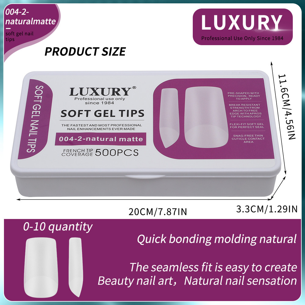 Nail Tips Set Full Cover Square Shapes Clear Matte False Nails For DIY Manicures