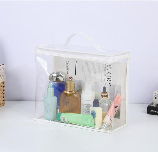 Customized Logo Design Portable Plastic Clear Transparent Makeup Cosmetic Travel