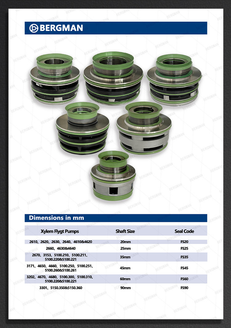 BERGMAN Replace Flygt Pump Seal FWL-105mm 3312 3351 3400 3501 3531 7084 7121 Lower Sealing Mechanical Seal