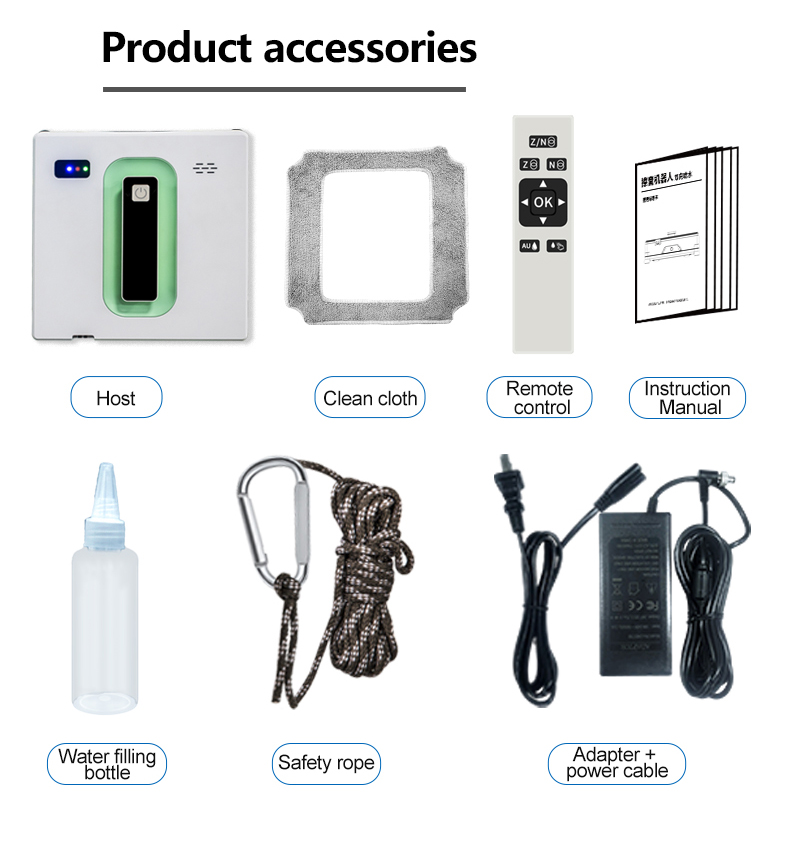 2500Pa Suction aborb App-Controlled Fine Filtration Window Cleaning Robot for Home