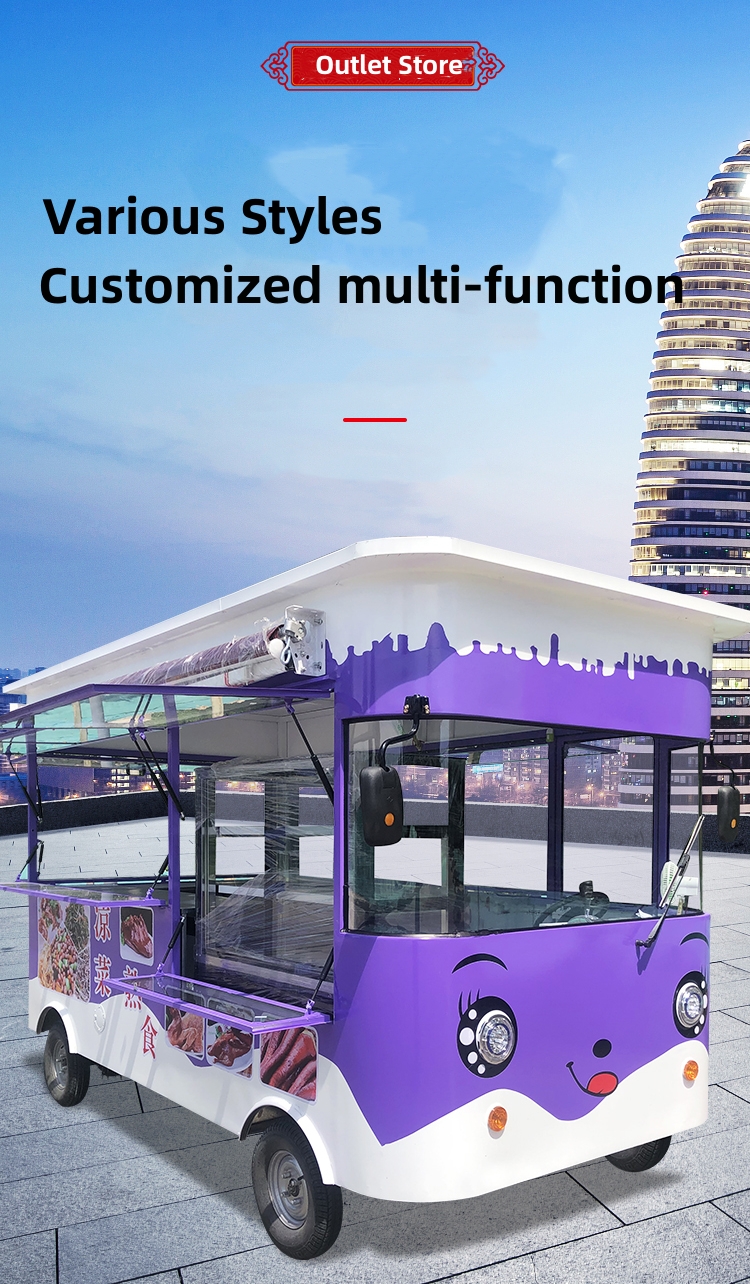 Outdoor Fast Food Carts Crepe Food Truck with Snack Mobile Kitchen Cooking Equipments