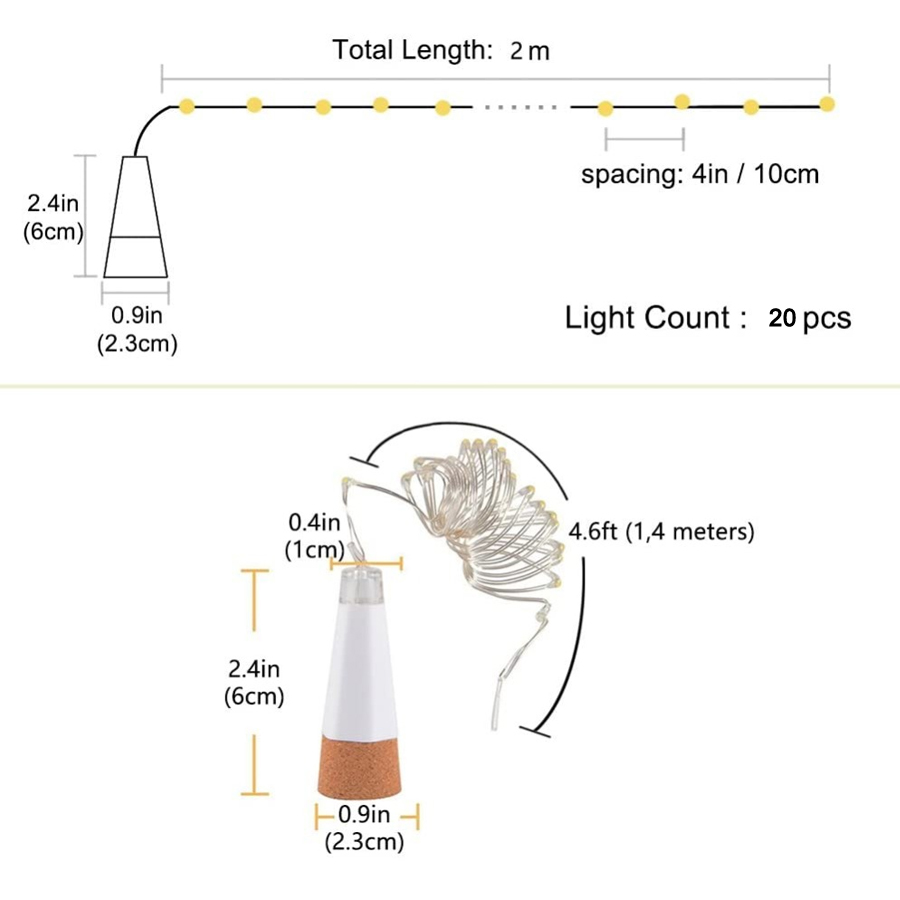 USB Rechargeable Powered LED Wine Bottle Fairy Lights Wedding Garden Decorative String Light Outdoor Lighting Garland Pa