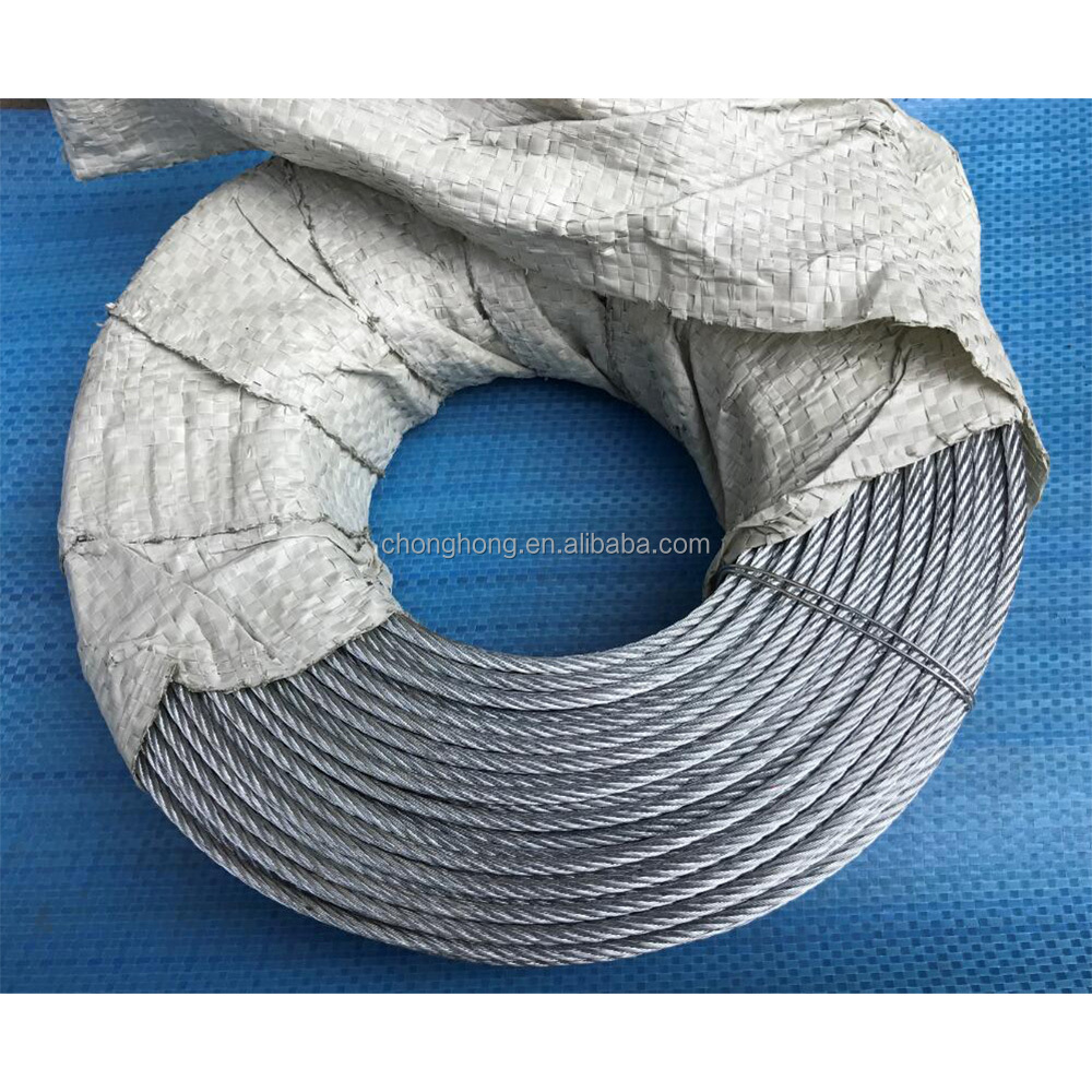 Hot-Dipped Galvanized Aircraft Cable MIL-DTL-83420 2000N/MM2 7x19 Steel Wire Rope 3/32'' reels with 2.000 m/each and Made