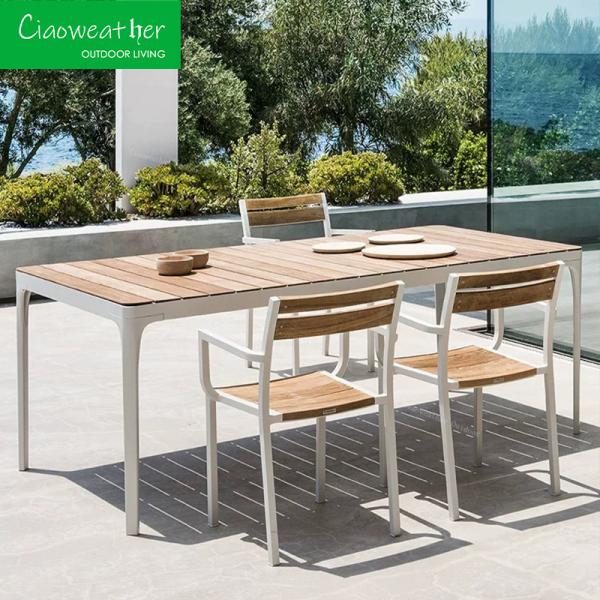 Customized Designs Luxury Patio Furniture Set Solid Wood Dinning Table with Teak
