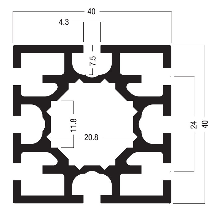 S208 Maxima System Square Extrusion40mm 8 grooves,Aluminium profile For Exhibition Stand