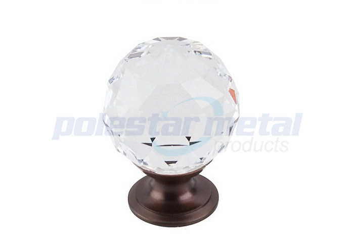 1-3/8" Diameter Crystal Oil Rubbed Bronze Zinc Alloy Ring Pull Cabinet Knobs
