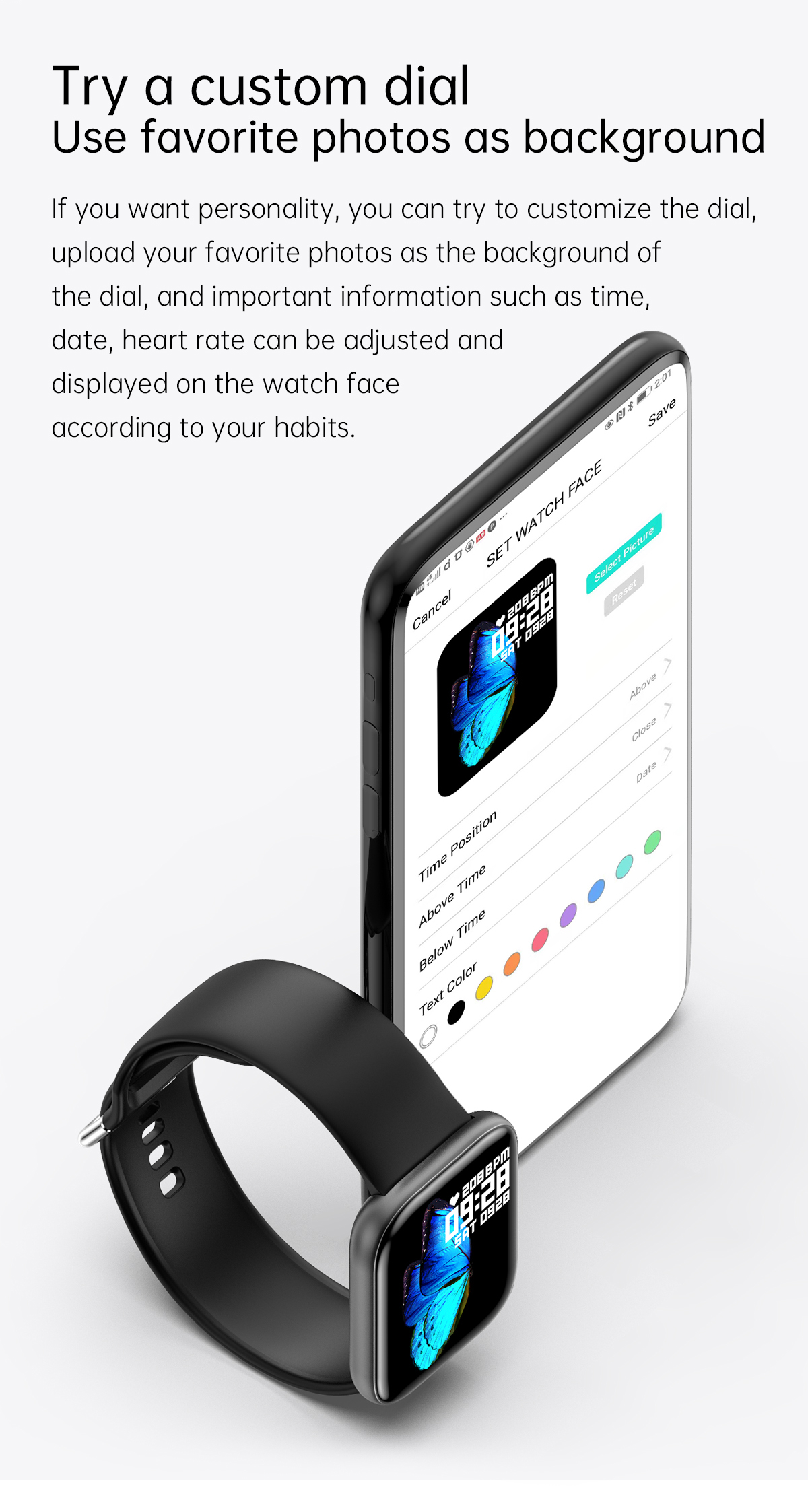1.3inch 240*280 Remote Control Smartwatch Heart Rate Photography