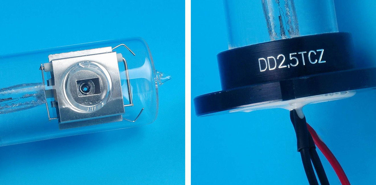 UVIR 80V Deuterium Lamp 160-400nm 2500h Service life With Quartz Tube