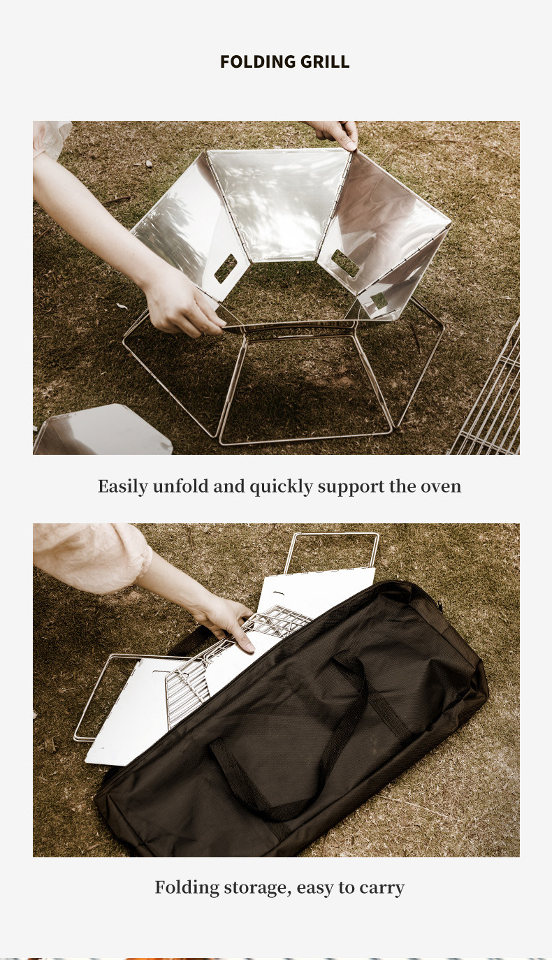 Rectangle Firewood Barbecue Stove Stainless Steel BBQ Grill BBQ Tool