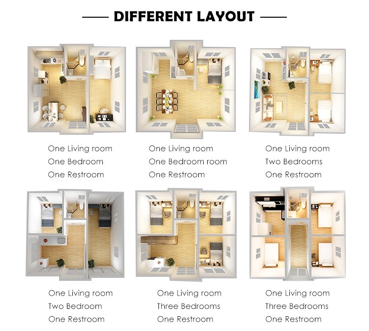 Luxury 2 Bedroom Prefab Container Homes 20 Foot Rock Wool Roof